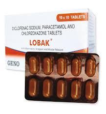 Diclofenac+Paracetamol+Chlorzoxazone Lobak Tablets 10's