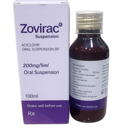 Zovirac Suspension 200mg/5ml (Acyclovir Oral Suspension) – 100ml Bottle
