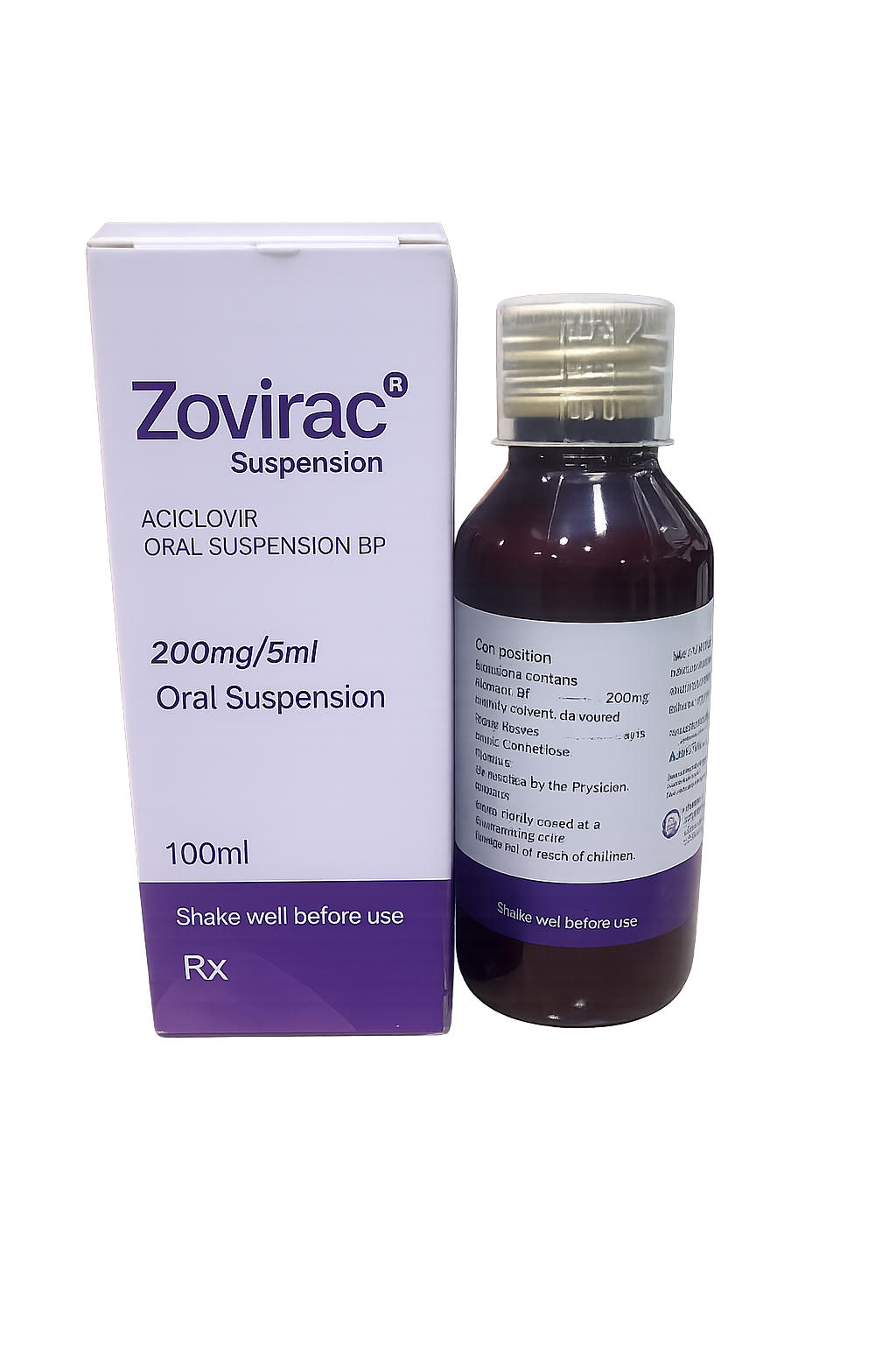 Zovirac Suspension 200mg/5ml (Acyclovir Oral Suspension) – 100ml Bottle